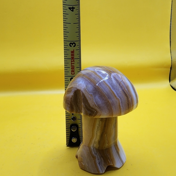 Vintage Marble Carved Stone Mushroom 2.25" Figurine Tan Brown Mid Century - Picture 7 of 7